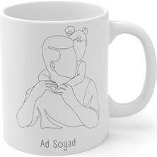 Ivart Kişiye Özel Babalar Gününe Özel  Baskılı Premium Beyaz Porselen Kupa Bardak-Babalar Günü Hediyesi