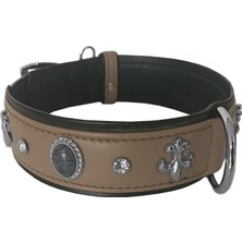 Mestore Markapet Deri Doğal Taşlı Köpek Boyun Tasması 28-33 cm X-Small Taba - Mrkpt-Drdt-Xst