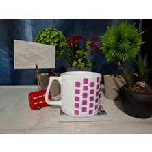 Ivart Pembe Kareli Lüks  Kupa Bardak-Nescafe & Latte Fincanı-Motto