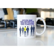 Ivart Sevdik Seni Herşeyden Çok Futbol Özel Tasarım Baskılı Porselen Kupa Bardak-Sarı-Alex De Souza