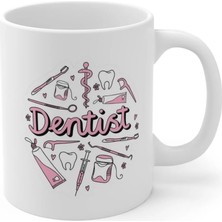 Ivart Dentist Dişçi Tasarım Baskılı Premium Beyaz Porselen Kupa Bardak