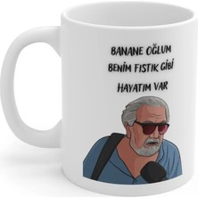Ivart Banane Oğlum Benim Fıstık Gibi Hayatım Var Baskılı Premium Beyaz Porselen Kupa Bardak