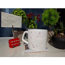 Ivart Küçük Pembe Kalpli ve Yıldızlı Lüks  Kupa Bardak-Nescafe & Latte Fincanı-Motto