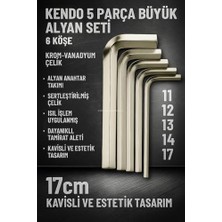 Nacario 5 Parça Büyük Alyan Seti, Krom-Vanadyum Çelik, Alyan Anahtar Takımı, Sertleştirilmiş Çelik, Isıl Işlem Uygulanmış, Dayanıklı, Tamirat Aleti, Kavisli ve Estetik Tasarım