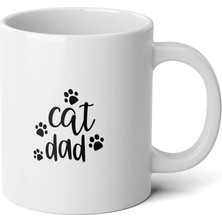 Ivart Cat Dad Kedi Babası Baskılı Premium Beyaz Porselen Kupa Bardak