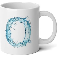 Ivart Kişiye Özel Su Temalı O Harfi Baskılı Tasarım Premium Beyaz Porselen kupa bardak