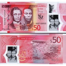 3Alp Koleksiyon Jamaika 50 Dolar 2022 Polymer, P#96 - Kağıt Para Çil (Unc) Koleksiyon Para