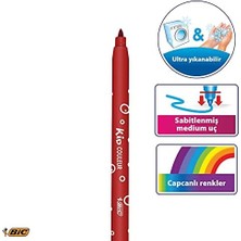 Nacario Bıc Kids Kid Couleur Ultra Yıkanabilir Keçeli Boya Kalemi 12 Renk, Kolayca Çoğu Kumaştan Çıkar, Su Bazlı Keçeli Kalem