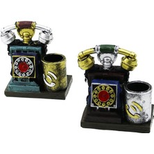 Lowell Home Ieg Ankesörlü Telefon Vintage Dekoratif Biblo - Renkli Kalemlik 12.5X10X6.5CM Reçine (4887)