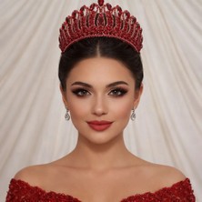 Gelin Tacı Kırmızı-Bordo  Yüksek Kına Tacı