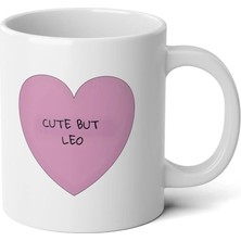 Ivart Cute But Leo Baskılı Premium Beyaz Porselen Kupa Bardak - Aslan Burcu Doğum Günü Hediyesi