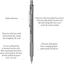 Nacario Graphx 3'lü Set Mekanik Kurşun Kalem Silgi Min Kurşun Gri 0.7 mm