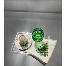 Nacario Boncuklu Yılbaşı Ağacı Kahve Fincanı Altlığı - 1 Adet Yeni Yıl Kokteyl Peçetesi