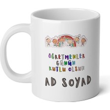 Ivart Kişiye Özel Öğretmenler Gününe Özel-3 Tasarım Premium Beyaz Porselen Kupa Bardak-Hediye-Motto