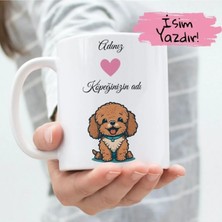 Ivart Kişiye Özel Adınız ve Köpeğinizin Adı-Köpek-6 Temalı Baskılı Premium Beyaz Porselen Kupa -Motto