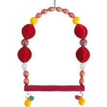 Mestore Markapet Tünekli Bordo Kadife Boncuklu Kuş Salıncağı 10-16 cm - SF-BL-1032