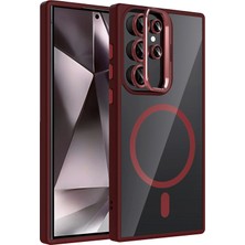 İlk El Grup  Samsung Galaxy S23 Ultra Remim Lensli Magsafe Standlı Kapak - Bordo