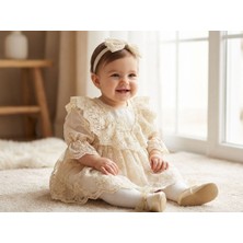 Pugi Lüks Kız Bebek Orkide Dantelli Mevlütlük Set