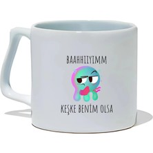 Ivart Ters-Düz Duygu Salatası Serisi-Gıpta-Keşke Benim Olsa Tasarım Baskılı  Beyaz Porselen Kupa Bardak-