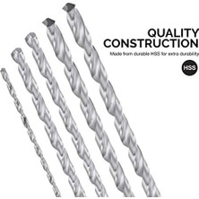 Nacario Neıko 10047A Ekstra Uzun Matkap Ucu Seti, 5 Parça, M2 Hss Çelik, 12 Inç Uzunluk, 1/8, 3/16, 1/4, 5/16 ve 3/8 Inç