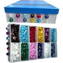 60 Adet 11 Mm Renkli Karışık İnci Düğme İthal Bebek Yarım İnci Düğme