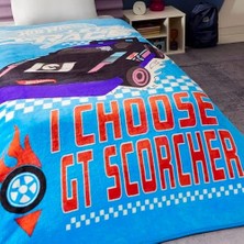 Nacario Race Çizgi Film Karakteri Pamuk-Polyester Karışım Battaniye, Mavi, Siyah, Mor, Tek Kişilik