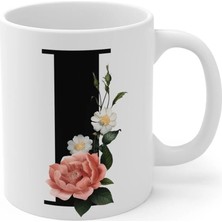 Ivart Kişiye Özel I Harfli Baskılı Tasarım Premium Beyaz Porselen kupa bardak