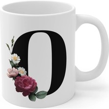 Ivart Kişiye Özel O Harfli Baskılı Tasarım Premium Beyaz Porselen kupa bardak