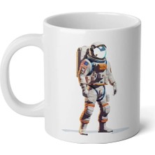 Ivart Astronot Baskılı Premium Beyaz Porselen Kupa Bardak