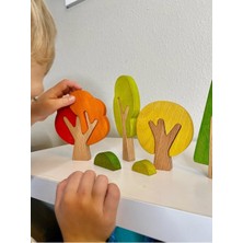Özgürce Eğitici Ahşap Montessori Ağaç Seti, Doğal ve Güvenli Oyuncak