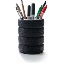 Nacario Lastik Kalem Tutucu, Kalemlik, Tire Pen Holder, Şık Masa Üstü Pratik Organizer