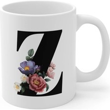 Ivart Kişiye Özel Z Harfli Baskılı Tasarım Premium Beyaz Porselen kupa bardak