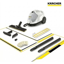 Karcher Buharlı Yer Silme ve Derz Temizleyici Makine 2000 Watt Kesintisiz Çalışabilen Çıkarılabilir Su Tanklı Çok Amaçlı Buharlı Mop Zemin Seti Sc 4 Easyfix