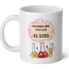 Ivart Öğretmenler Gününe Özel Kimya Tasarım Baskılı Premium Beyaz Porselen Kupa Bardak-Hediye-Motto