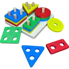 Özgürce Ahşap Montessori Geometrik Şekiller Kare Eğitici Oyuncak, Çocuk Gelişimine Destek