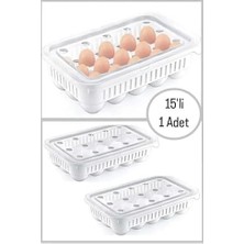 Nacario Plastik 15'li Yumurtalık Beyaz, Kapaklı, 28X18X7 cm