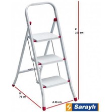 Mestore Saraylı Pratik Metal Merdiven Beyaz 3 Basamaklı - 8695849009561