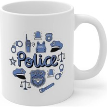Ivart Police - Polis Baskılı Premium Beyaz Porselen Kupa Bardak