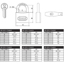 Mestore Kale 20 mm Sarı Pirinç Asma Kilit KD-001/10-220 - 8699401302398