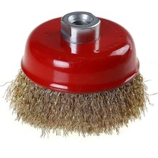 Nacario Saçaklı Çanak Fırça Yuvarlak Çelik Sarı Telli Taşlama Fırçası (65 Mm)