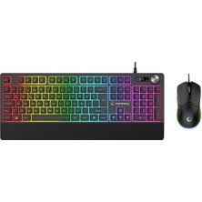 Nuveden Jazzy V2 Oyuncu Klavye - Mouse Set Mekanik USB Kablo Rgb Aydınlatma 12800 Dpı (4881) NVDN-RSGO34