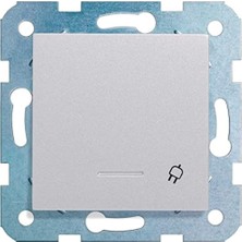 Nacario Gümüş Kapakli Toprakli Priz Mekanizma+Düğme Kapak Çabuk Bağlanti Çarpma Karşıtı Çocuk Korumalı