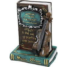 Marsilyan Gitar - Kitap Vintage Dekoratif Biblo - Kumbara 21X14X10CM Reçine (4887)