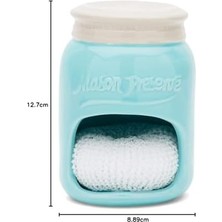 Nacario Fox Run Süngerli Seramik Mason Kavanoz Tutucu, 8,9 x 8,9 x 12,7 Cm, Mavi