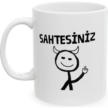 Ivart Sahtesiniz Tasarım Baskılı Premium Beyaz Porselen Kupa Bardak-Nah-Hediye