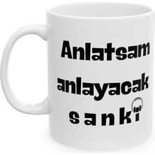 Ivart Anlatsam Anlayacak Sanki Baskılı Porselen Standart Kupa Bardak-Hediye-Sevgililer Günü-Motto