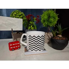 Ivart Siyah Renkli Zigzag Çizgili Lüks Kupa Bardak-Nescafe & Latte Fincanı-Motto