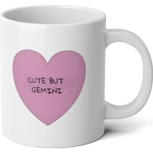 Ivart Cute But Gemini Baskılı Premium Beyaz Porselen Kupa Bardak - Ikizler Burcu Doğum Günü Hediyesi