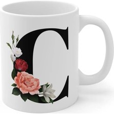 Ivart Kişiye Özel C Harfli Baskılı Tasarım Premium Beyaz Porselen kupa bardak