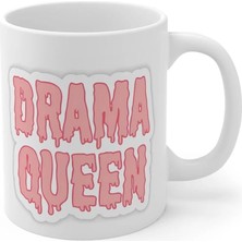 Ivart Drama Queen Baskılı Premium Beyaz Porselen Kupa Bardak